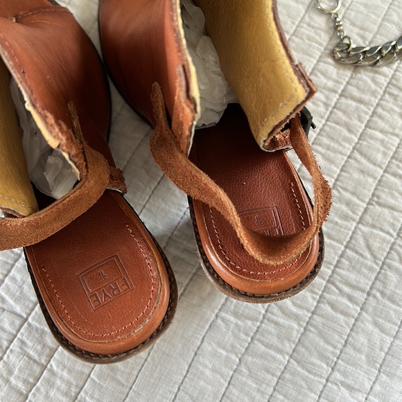 FRYE boho Izzy Artisan Sling Whiskey Washed Vintage Leather booties heels 8.5 - Picture 6 of 16